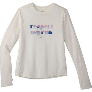 Brooks Distance Graphic Long Sleeve Shirt "Respect My Run" Large White